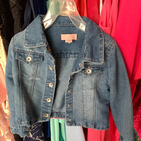Hot Pink Sequin Jean Jacket / Girls Denim Jacket - Picture 2 of 2